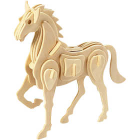 Afbeelding van 3D Puzzel, paard, afm 18x4,5x16 cm, 1 stuk | Speelgoed Houten Producten Decoratiematerialen Hobbyproducten | 8719346161161