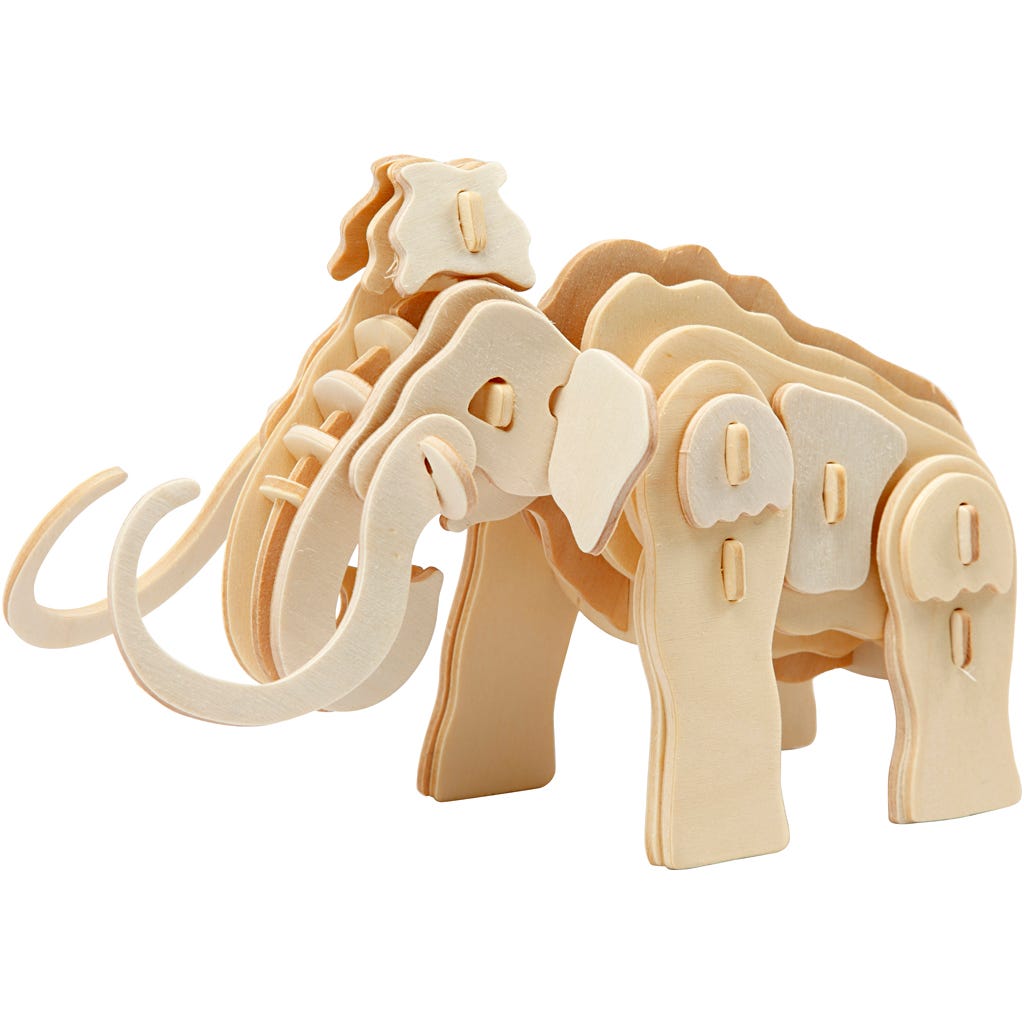 Afbeelding van 3D Puzzel, mammoet, afm 19x8,5x11 cm, 1 stuk | Speelgoed Houten Producten Decoratiematerialen | 8719346239235