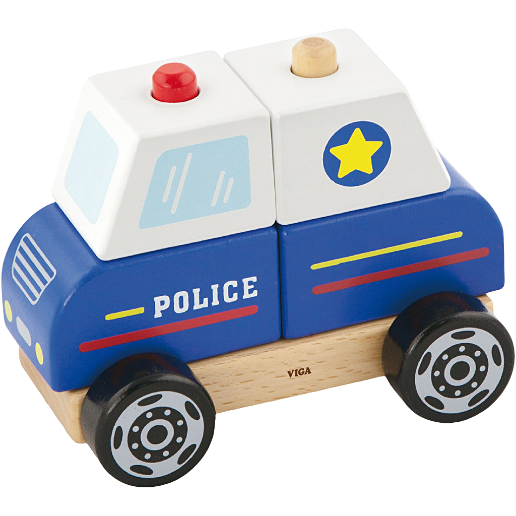 Afbeelding van VIGA houten politiewagen speelgoed, politieauto, afm 13x10x8 cm, 1 stuk | Speelgoed Houten Producten Decoratiematerialen Hobbyproducten | 8719346291547