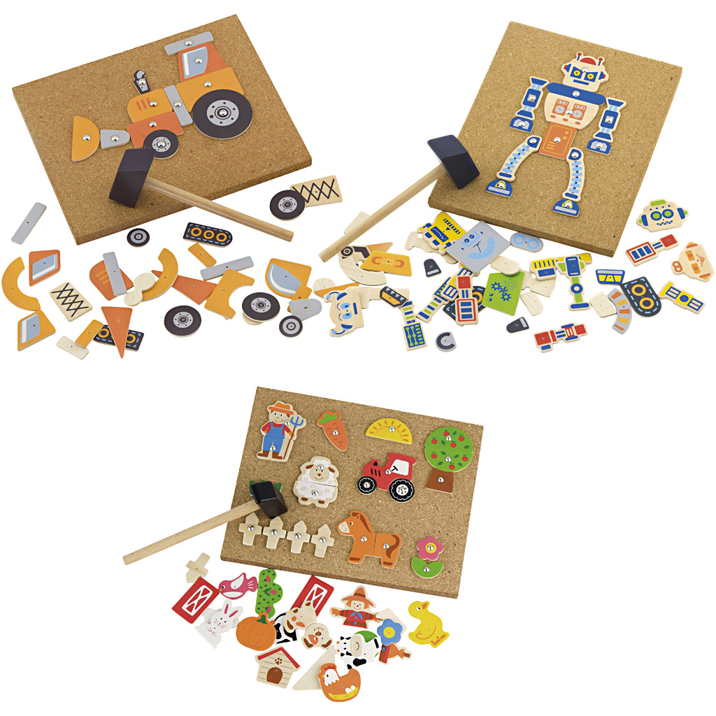 Afbeelding van VIGA hamermozaïek set, afm 23x18 cm, 3 set/ 1 doos | Speelgoed Houten Producten Decoratiematerialen Hobbyproducten | 8719346290533