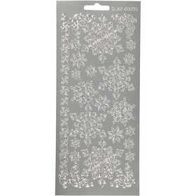 Afbeelding van Stickers, sneeuwvlok, 10x23 cm, zilver, 1 vel | Peel Off Stickers Foliekarton Stickers en kleine decoratieve artikelen Kerst | 8719346069405