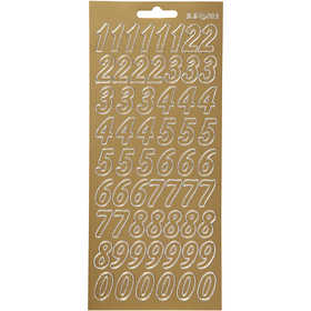 Afbeelding van Stickers, cijfers, 10x23 cm, goud, 1 vel | Peel Off Stickers Foliekarton Stickers en kleine decoratieve artikelen | 8719346070715