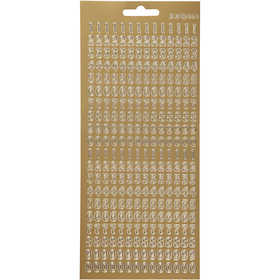 Afbeelding van Stickers, cijfers, 10x23 cm, goud, 1 vel | Peel Off Stickers Foliekarton Stickers en kleine decoratieve artikelen | 8719346228390