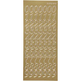 Afbeelding van Stickers, cijfers, 10x23 cm, goud, 1 vel | Peel Off Stickers Foliekarton Stickers en kleine decoratieve artikelen | 8719346070746