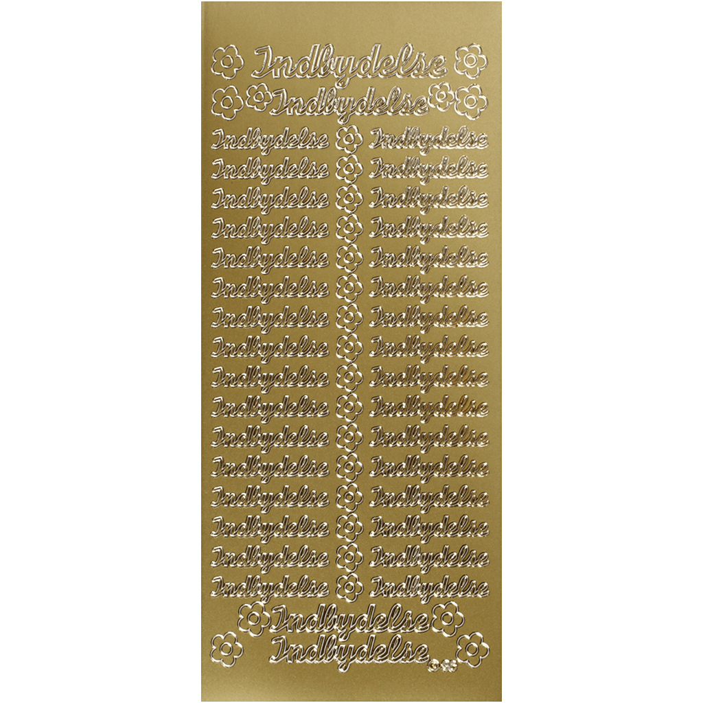 Afbeelding van Stickers, indbydelse, 10x23 cm, goud, 1 vel | Peel Off Stickers Foliekarton Stickers en kleine decoratieve artikelen | 8719346228307