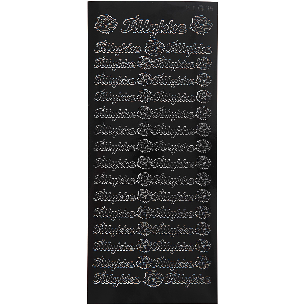 Afbeelding van Stickers, tillykke, 10x23 cm, zwart, 1 vel | Peel Off Stickers Foliekarton Stickers en kleine decoratieve artikelen | 8719346228284