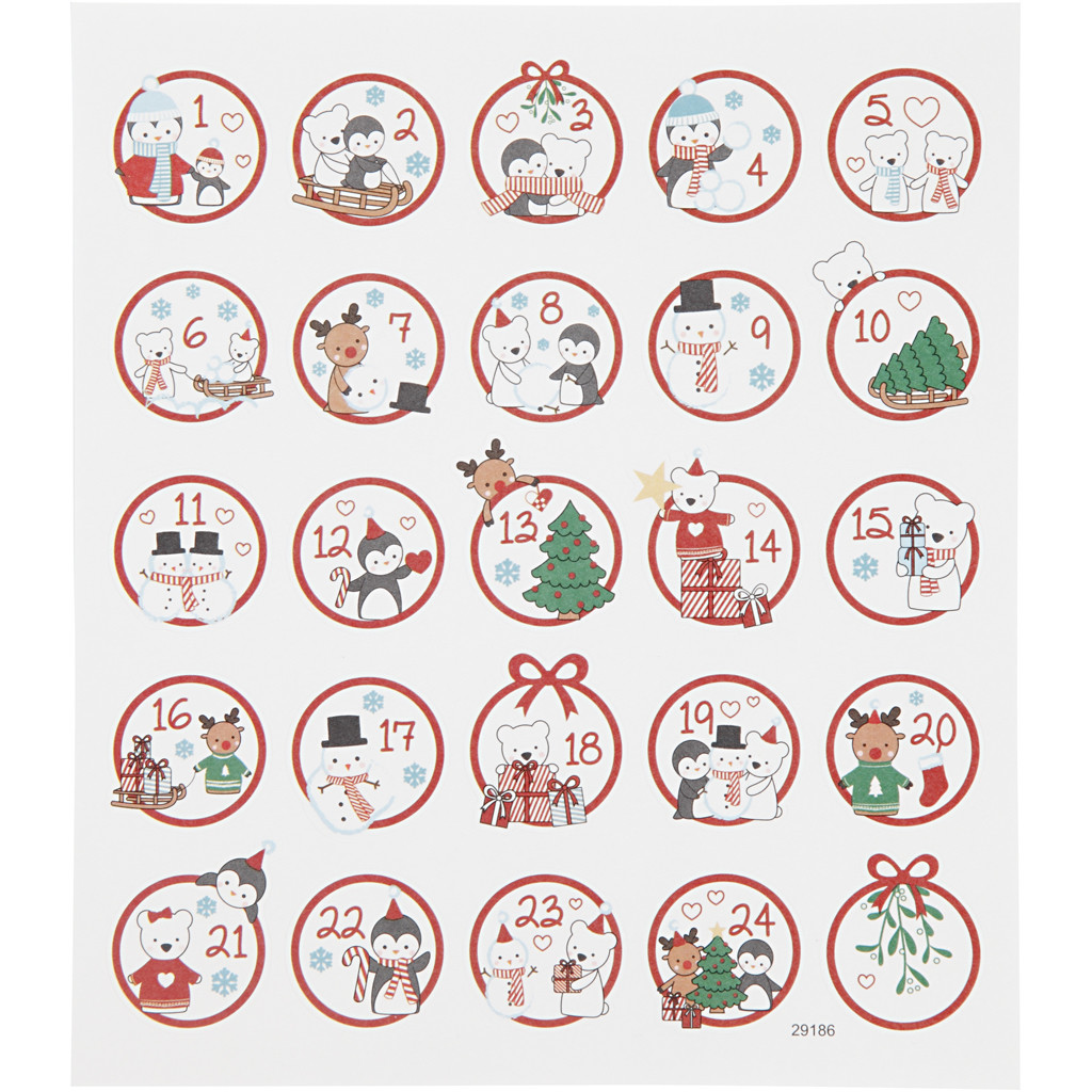 Afbeelding van Stickers, polar fun 1-24, 15x16,5 cm, 1 vel | Fancy Stickers Karton & Papier Decoraties Stickers en kleine decoratieve artikelen | 8719346244468