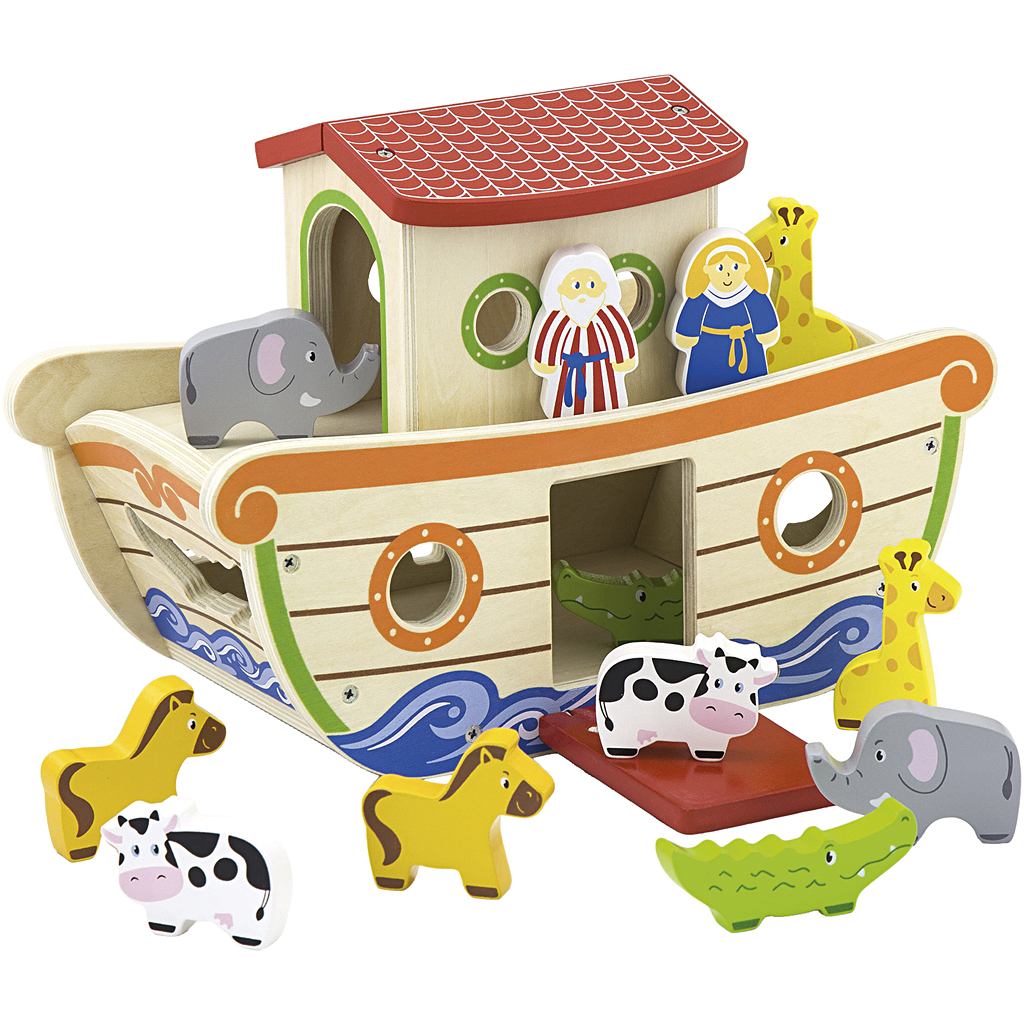 Afbeelding van VIGA Noah's Ark vormsorteerder, afm 34x25,5x16,5 cm, 1 stuk | Speelgoed Houten Producten Decoratiematerialen Hobbyproducten | 8719346290724