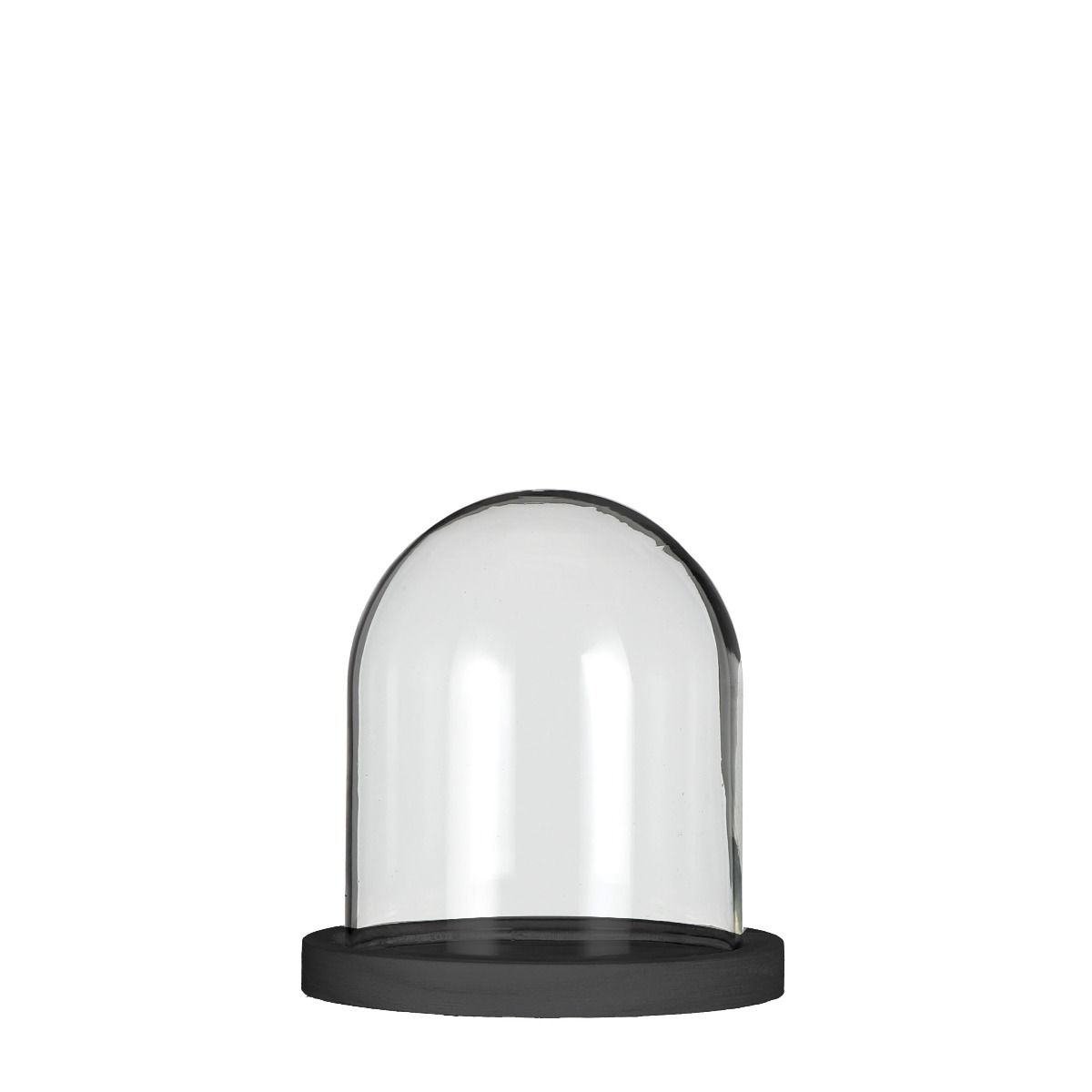 Glazen stolp met zwart houten basis Ø12cm H.13cm 