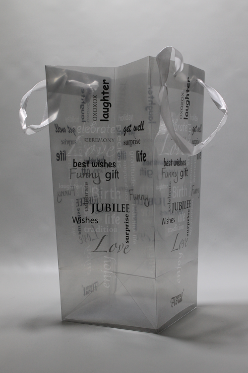GBAG12x30 Luxe grijs transparante geschenktas. 12,5 x 30cm (10 stuks)