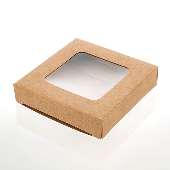 Kraft Papier Vensterdoos met bijgesloten PET Vel 7,0 x 2,1 x 6,8cm (25 Stuks) [WKRG319]