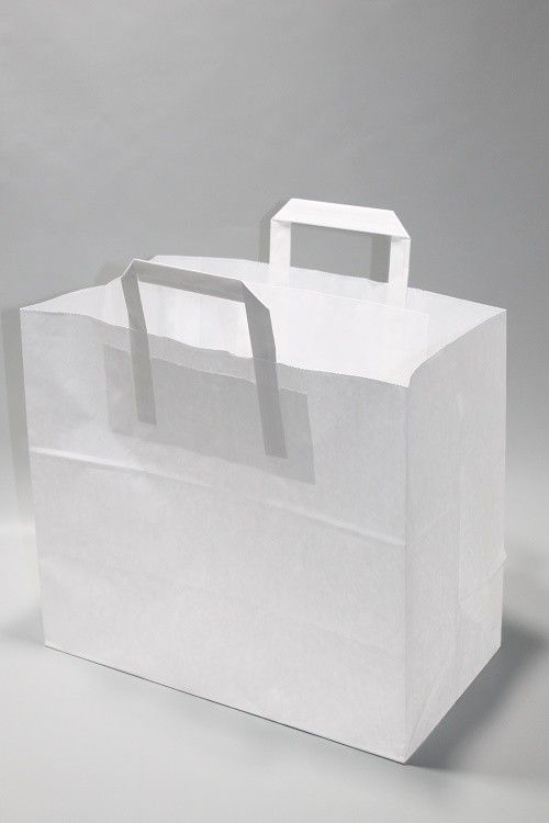 Draagtassen Gebleekt Kraft 70 g/qm 22x11x36 cm (50 stuks) [PADW7036]