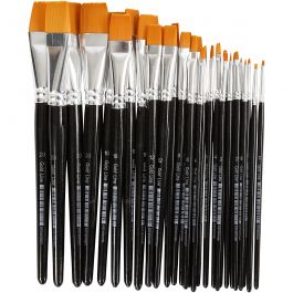 Gold Line penselen, afm 0+2+4+8+12+16+20, L: 17-21 cm, B: 2-22 mm, plat, 30 stuk/ 1 doos [HOB-10249]