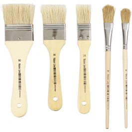 Vernis kwasten, afm 10+16+25+35+50, L: 18,5-21,5 cm, B: 13-50 mm, plat, 10 stuk/ 1 doos [HOB-10488]