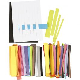 Papier weven set, L: 21 cm, B: 10+15+25+35 mm, 1 doos [HOB-11720]