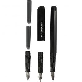 Kalligrafeer set Voor Beginners, B: 0,85-1,6 mm, zwart, 1 set [HOB-14195]