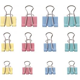Foldback clips, B: 15-19-25 mm, pastelkleuren, 30 div/ 1 doos [HOB-14202]