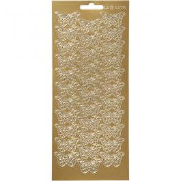 Stickers, vlinders, vel 10x23 cm, goud, 1 vel [HOB-170010]