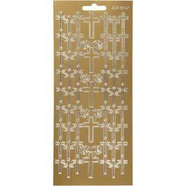 Stickers, kruis, vel 10x23 cm, goud, 1 vel [HOB-170012]