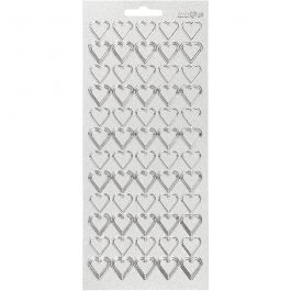 Stickers, harten, vel 10x23 cm, zilver, 1 vel [HOB-170018]