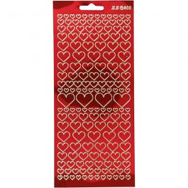 Stickers, harten, vel 10x23 cm, transparant rood, 1 vel [HOB-170044]