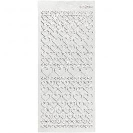 Stickers, harten, vel 10x23 cm, zilver, 1 vel [HOB-170046]