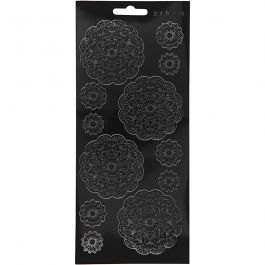 Stickers, bloemen, vel 10x23 cm, zwart, 1 vel [HOB-170097]