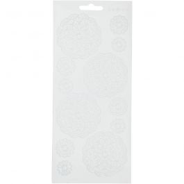 Stickers, bloemen, vel 10x23 cm, wit, 1 vel [HOB-170098]