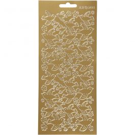 Stickers, duiven, vel 10x23 cm, goud, 1 vel [HOB-170099]