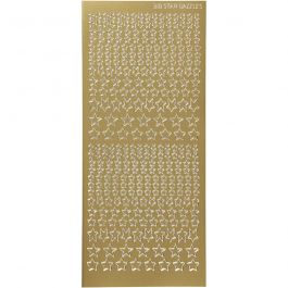 Stickers, sterren, vel 10x23 cm, goud, 1 vel [HOB-170111]