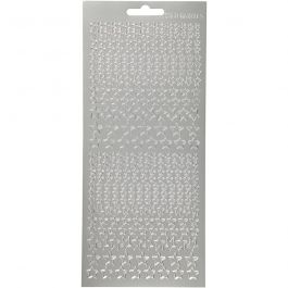 Stickers, sterren, vel 10x23 cm, zilver, 1 vel [HOB-170112]