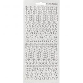 Stickers, sterren, vel 10x23 cm, zilver, 1 vel [HOB-170113]