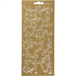 Stickers, swirl, vel 10x23 cm, goud, 1 vel [HOB-170121]