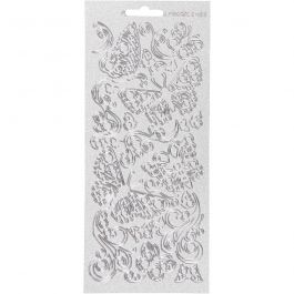 Stickers, vlinders, vel 10x23 cm, zilver, 1 vel [HOB-170132]