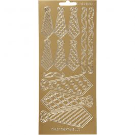 Stickers, stropdassen, vel 10x23 cm, goud, 1 vel [HOB-170147]