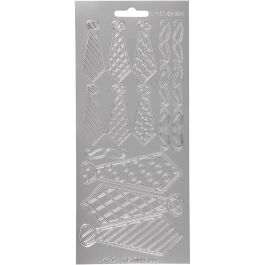 Stickers, stropdassen, vel 10x23 cm, zilver, 1 vel [HOB-170148]