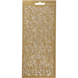 Stickers, swirl, vel 10x23 cm, goud, 1 vel [HOB-170159]