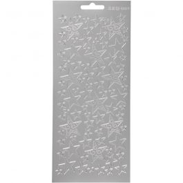 Stickers, sterren, vel 10x23 cm, zilver, 1 vel [HOB-170183]