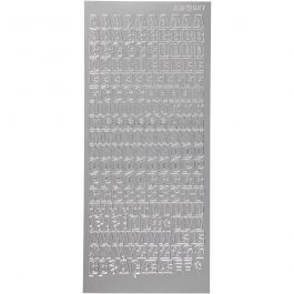 Stickers, alfabet, vel 10x23 cm, zilver, 1 vel [HOB-170215]