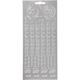 Stickers, jubileum, vel 10x23 cm, zilver, 1 vel [HOB-170217]