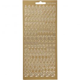 Stickers, alfabet, vel 10x23 cm, goud, 1 vel [HOB-170224]