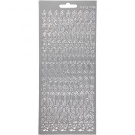 Stickers, alfabet, vel 10x23 cm, zilver, 1 vel [HOB-170225]