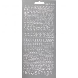 Stickers, alfabet, vel 10x23 cm, zilver, 1 vel [HOB-170227]