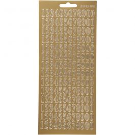 Stickers, cijfers, vel 10x23 cm, goud, 1 vel [HOB-170228]