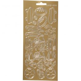 Stickers, sport, vel 10x23 cm, goud, 1 vel [HOB-170232]