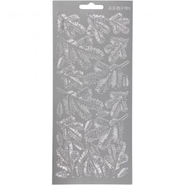 Stickers, twijgen, vel 10x23 cm, zilver, 1 vel [HOB-170237]