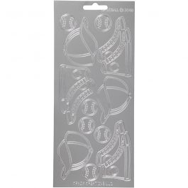 Stickers, sport, vel 10x23 cm, zilver, 1 vel [HOB-170249]