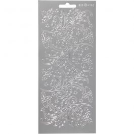 Stickers, hulst, vel 10x23 cm, zilver, 1 vel [HOB-170253]