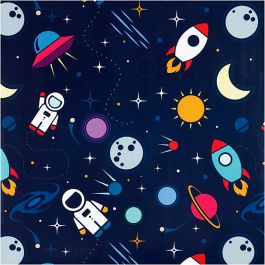 Inpakpapier, Astronauten in de ruimte, B: 57 cm, 80 gr, 150 m/ 1 rol [HOB-19010]