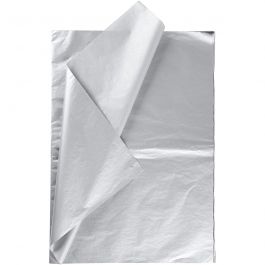 Tissuepapier, vel 50x70 cm, 17 gr, zilver, 6 vel/ 1 doos [HOB-200892]